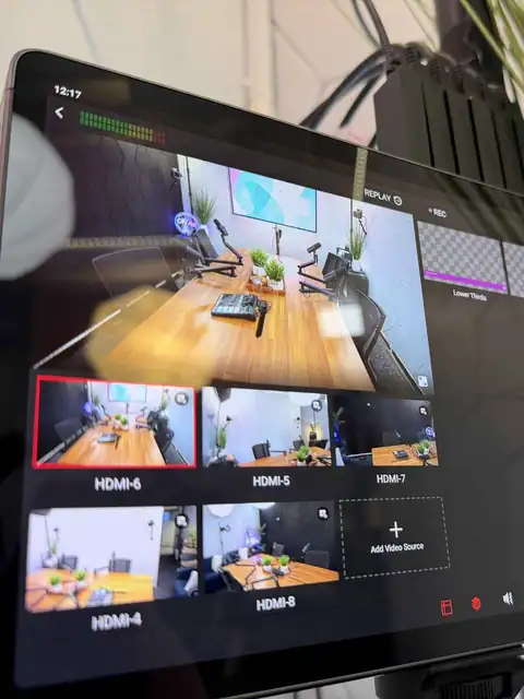 Multicamera 4K video podcast switching in the San Antonio studio