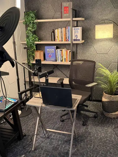 Professional solo podcast recording setup for creators in San Antonio